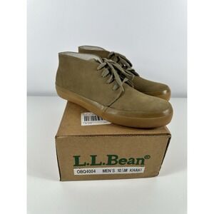 L.L. Bean Khaki Leather Chukka Boots Mens 10 1/2 M Lace Up NEW